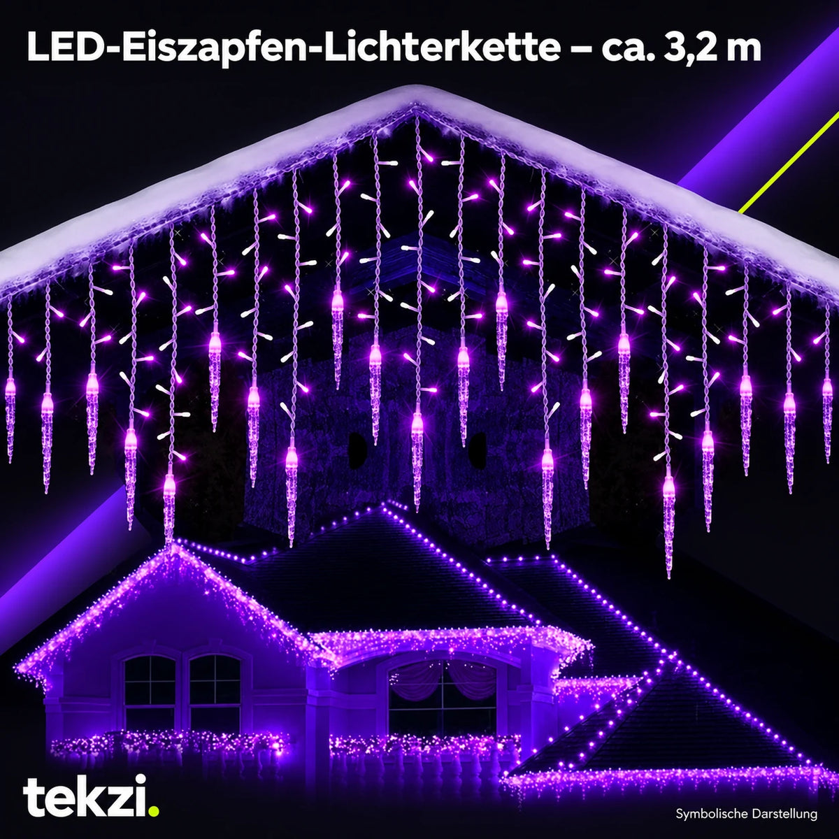 tekzi LED-Eiszapfen-Lichterkette – ca. 3,2 m – Ansicht 4 im TEKZI-Design