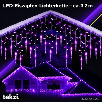tekzi LED-Eiszapfen-Lichterkette – ca. 3,2 m – Ansicht 4 im TEKZI-Design