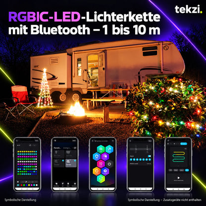 tekzi RGBIC-LED-Lichterkette mit Bluetooth – 1 bis 10 m – Ansicht 7 im TEKZI-Design