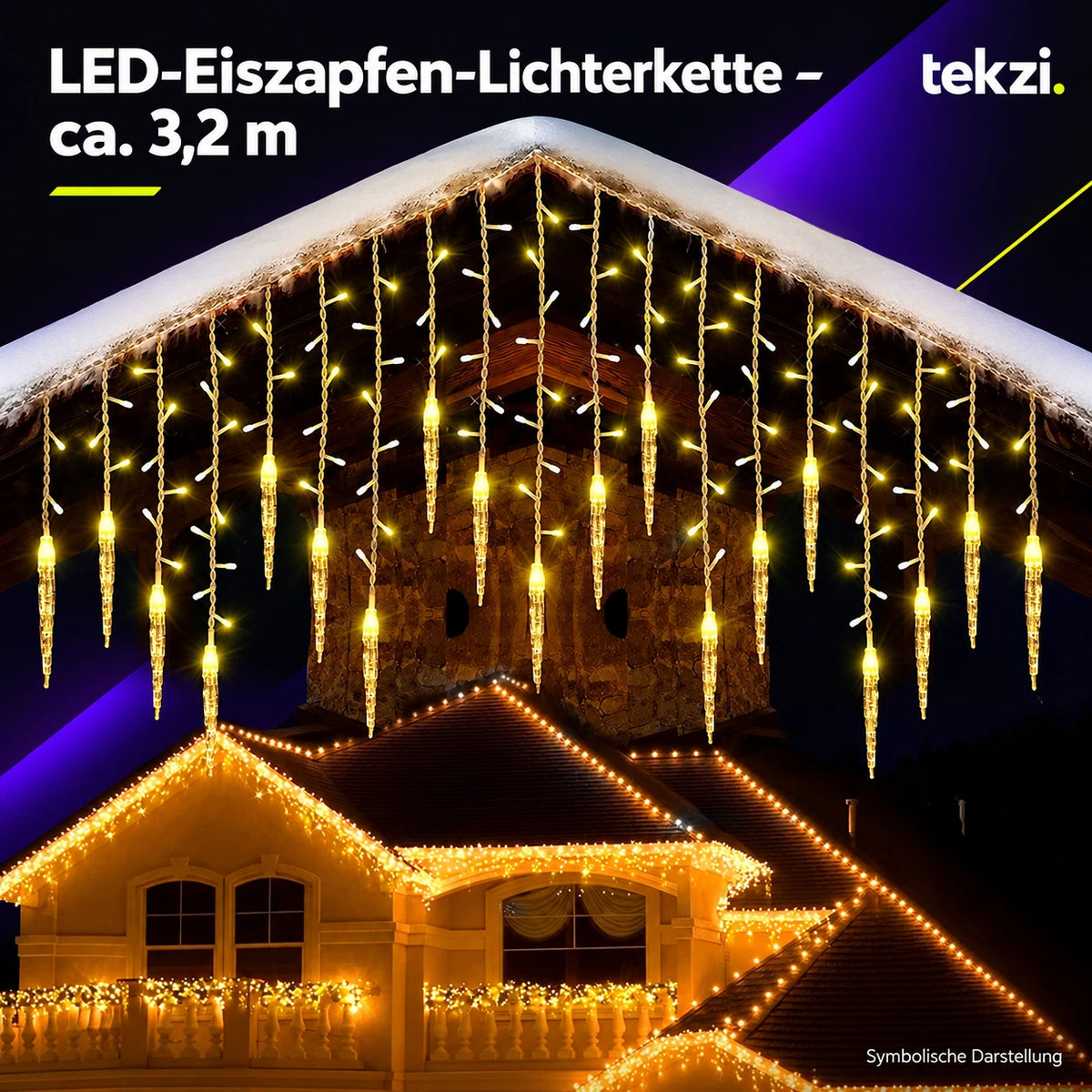 tekzi LED-Eiszapfen-Lichterkette – ca. 3,2 m – Ansicht 9 im TEKZI-Design