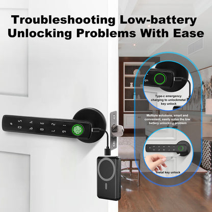 Elektroheimat Tuya-Türgriffschloss 4-in-1 mit Fingerabdruck und Bluetooth