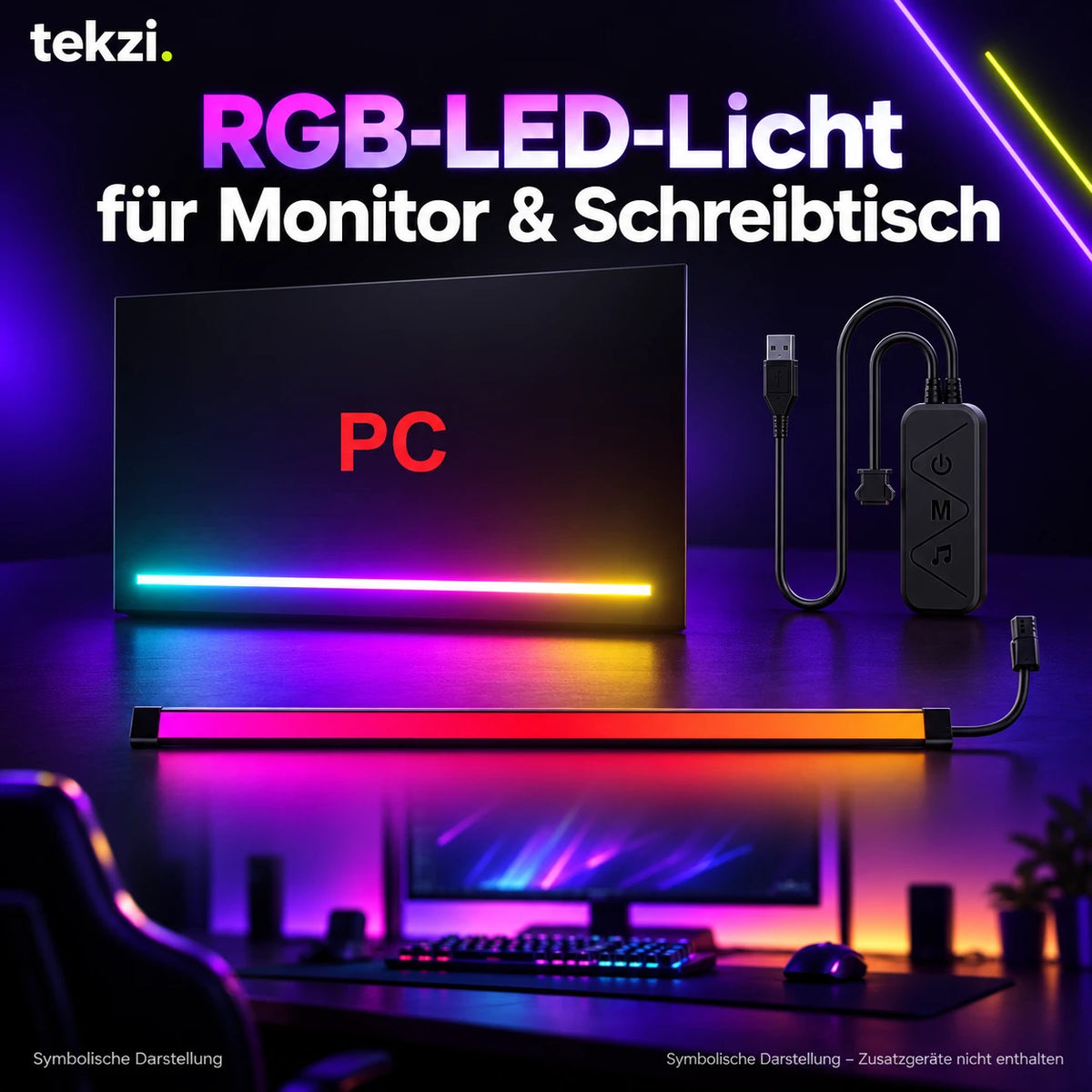tekzi RGB-LED-Licht für Monitor & Schreibtisch – Ansicht 19 im TEKZI-Design