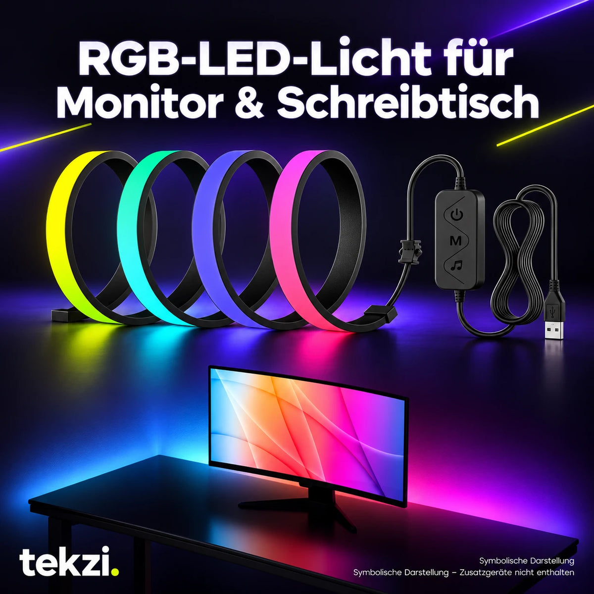 tekzi RGB-LED-Licht für Monitor & Schreibtisch – Ansicht 21 im TEKZI-Design
