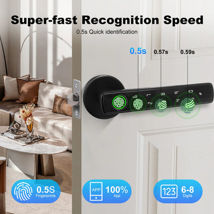 Elektroheimat Tuya-Türgriffschloss 4-in-1 mit Fingerabdruck und Bluetooth