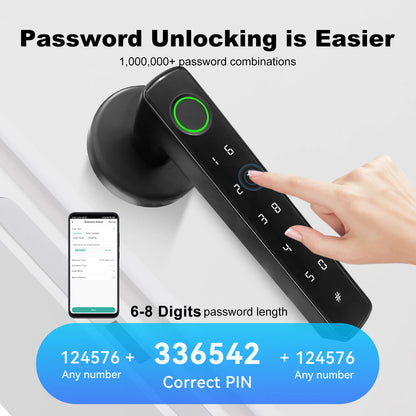 Elektroheimat Tuya-Türgriffschloss 4-in-1 mit Fingerabdruck und Bluetooth