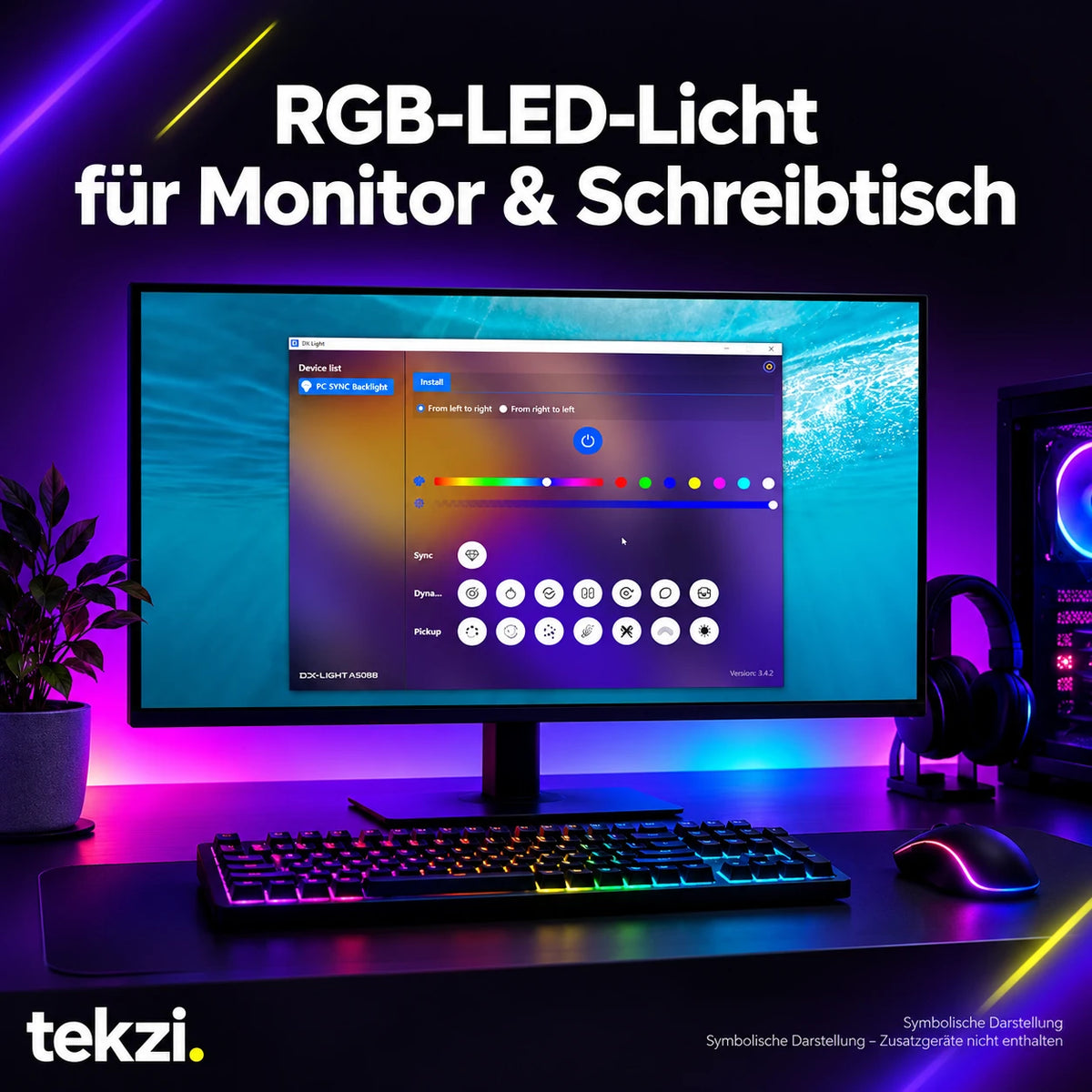 tekzi RGB-LED-Licht für Monitor & Schreibtisch – Ansicht 9 im TEKZI-Design