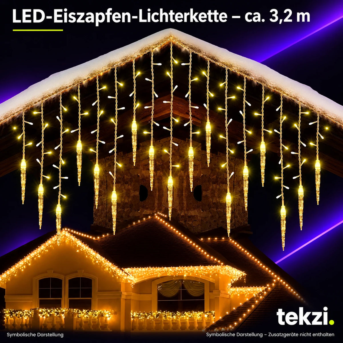 tekzi LED-Eiszapfen-Lichterkette – ca. 3,2 m – Ansicht 14 im TEKZI-Design