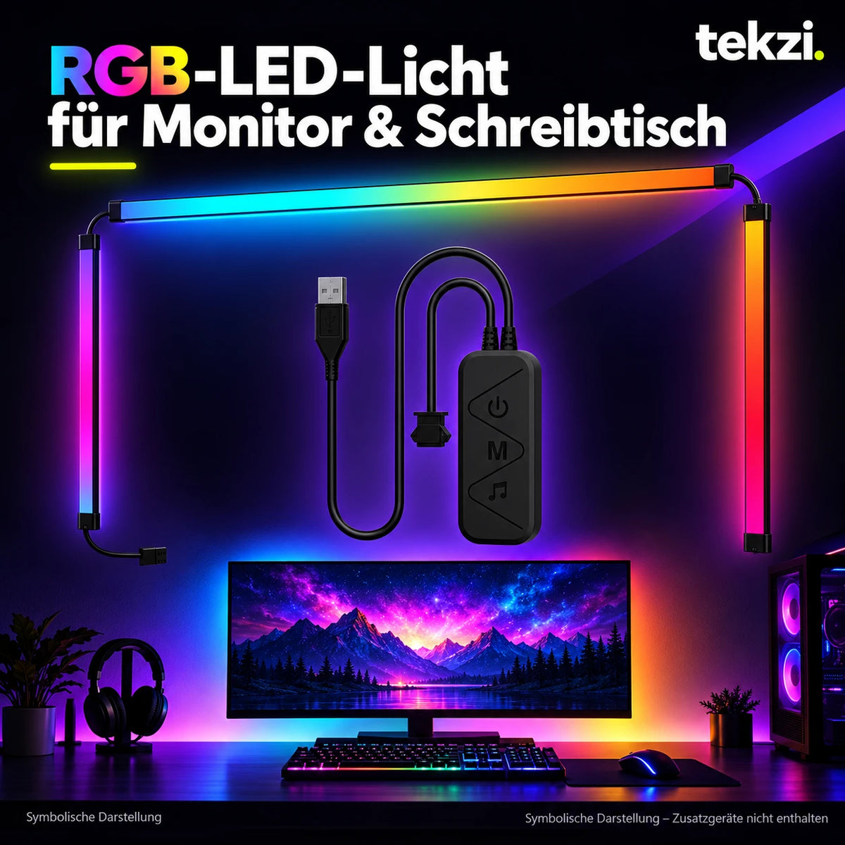tekzi RGB-LED-Licht für Monitor & Schreibtisch – Ansicht 18 im TEKZI-Design