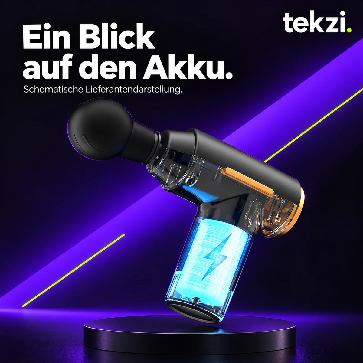 Schematische Lieferantendarstellung des Akkus der Mini-Massagepistole, TEKZI-Design