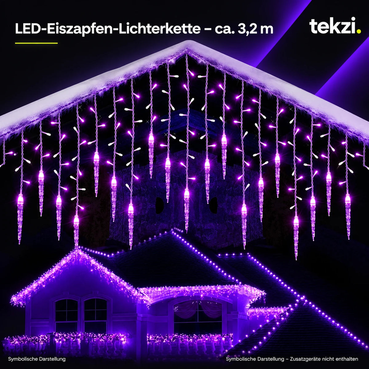 tekzi LED-Eiszapfen-Lichterkette – ca. 3,2 m – Ansicht 7 im TEKZI-Design
