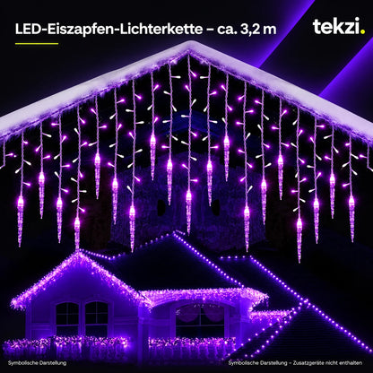 tekzi LED-Eiszapfen-Lichterkette – ca. 3,2 m – Ansicht 7 im TEKZI-Design