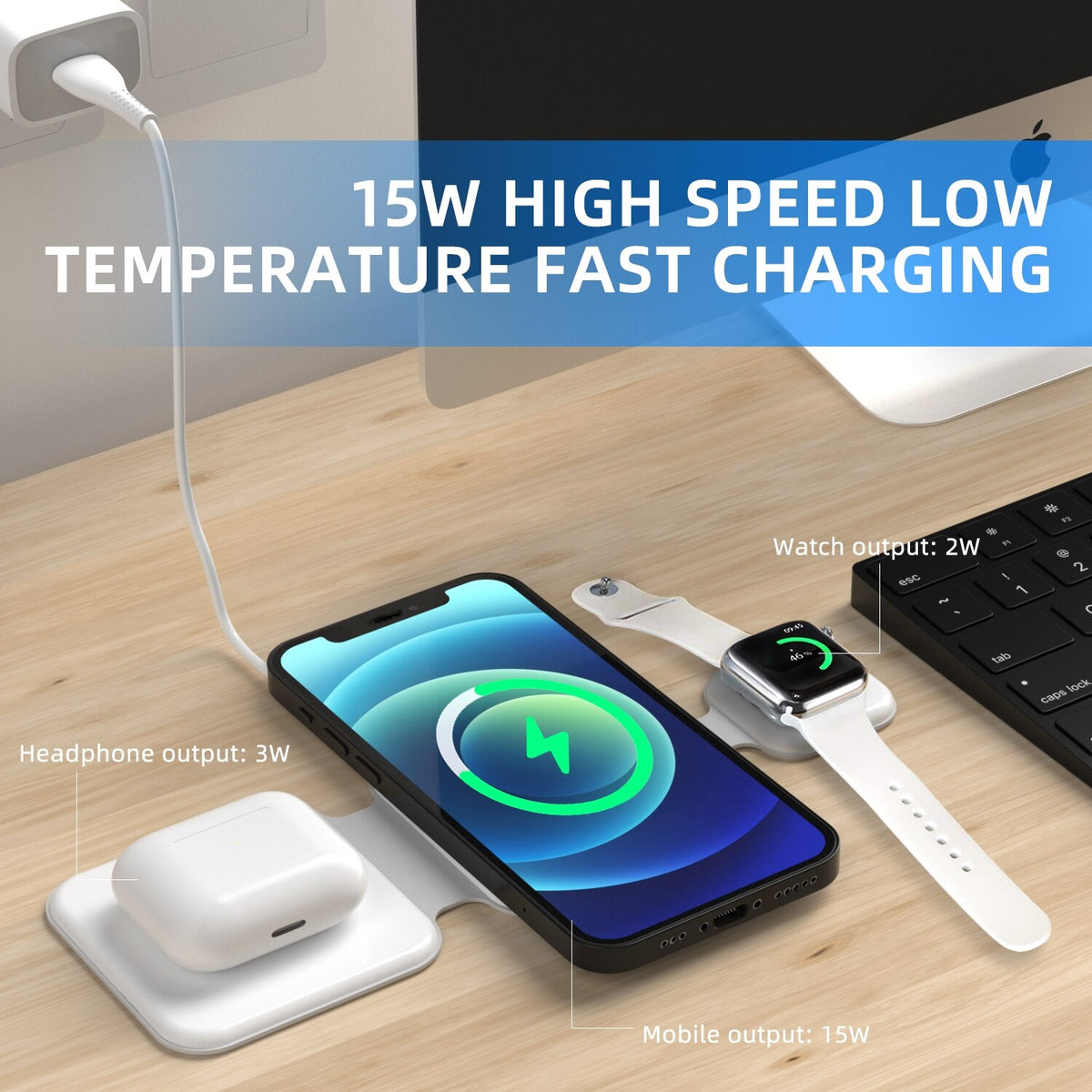 tekzi Ladestation FD-308 3-in-1 – magnetisch und faltbar – Produktabbildung