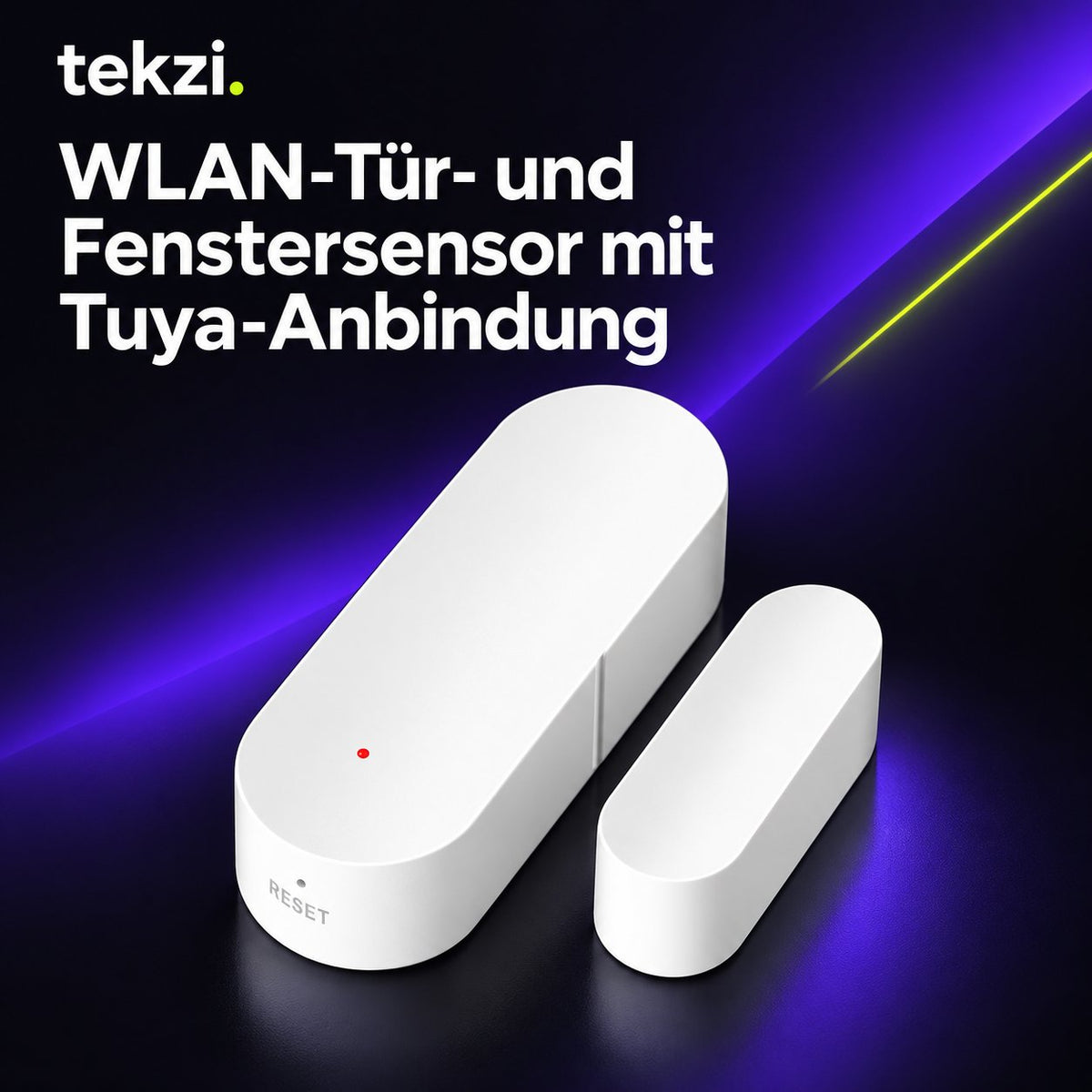tekzi WLAN-Tür- und Fenstersensor mit Tuya-Anbindung – Ansicht 4 im TEKZI-Design