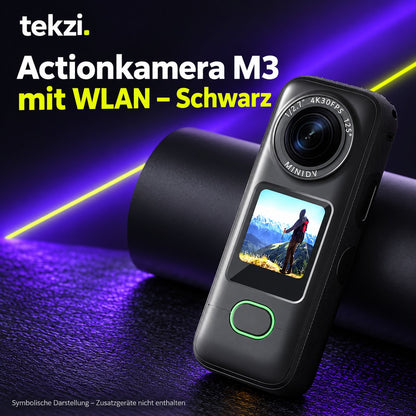 tekzi Actionkamera M3 mit WLAN – Schwarz – Ansicht 7 im TEKZI-Design