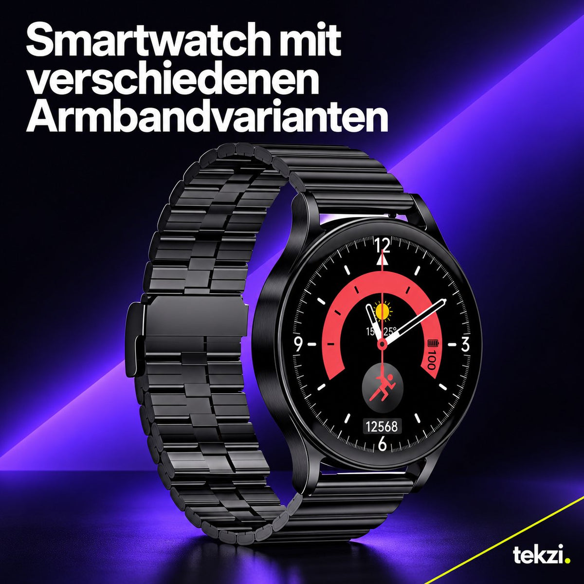tekzi Smartwatch mit verschiedenen Armbandvarianten – Ansicht 9 im TEKZI-Design
