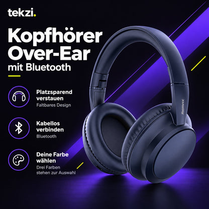 tekzi Kopfhörer Over-Ear mit Bluetooth – faltbar, drei Farben – Produktansicht 3 im TEKZI-Design