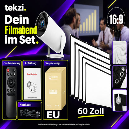 HY300 Pro Mini-Beamer – Produktansicht 2 im deutschen TEKZI-Design