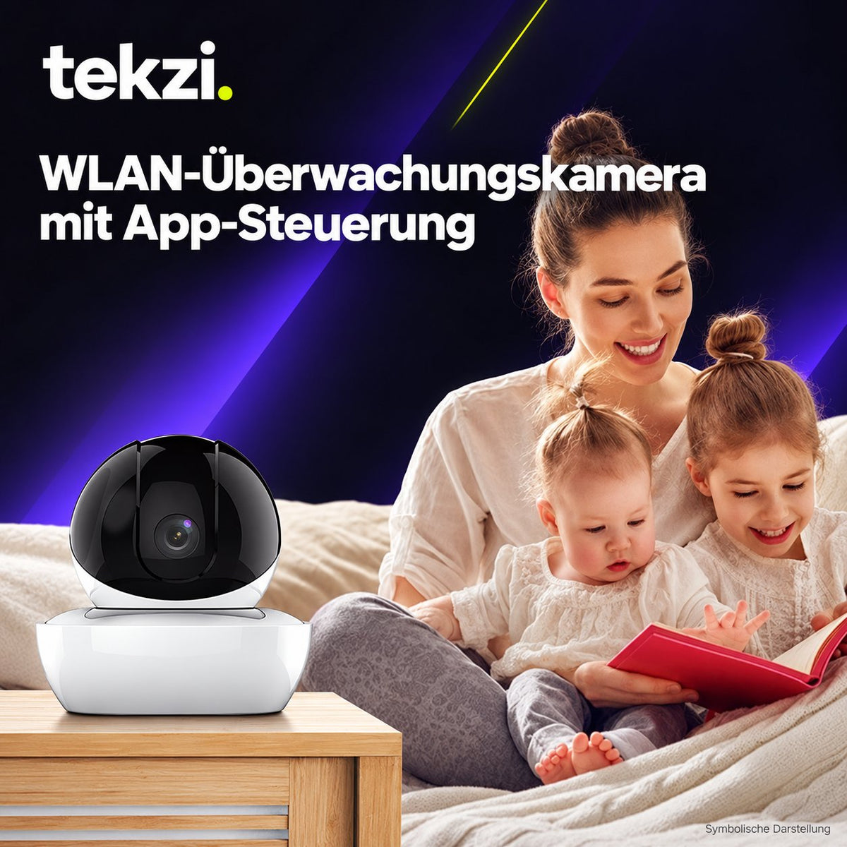tekzi WLAN-Überwachungskamera mit App-Steuerung – Ansicht 2 im TEKZI-Design