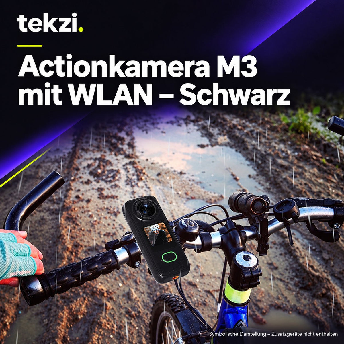 tekzi Actionkamera M3 mit WLAN – Schwarz – Ansicht 2 im TEKZI-Design