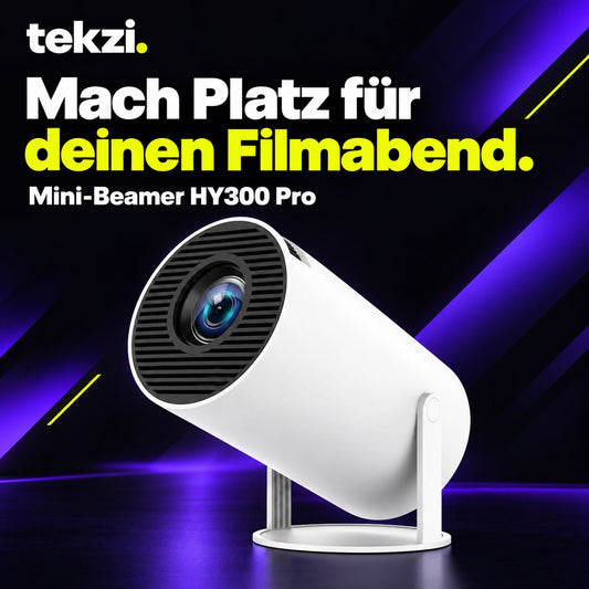HY300 Pro Mini-Beamer – Produktansicht 1 im deutschen TEKZI-Design