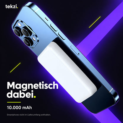 tekzi Powerbank mit 10.000 mAh – magnetisch und kabellos – Produktansicht im TEKZI-Design