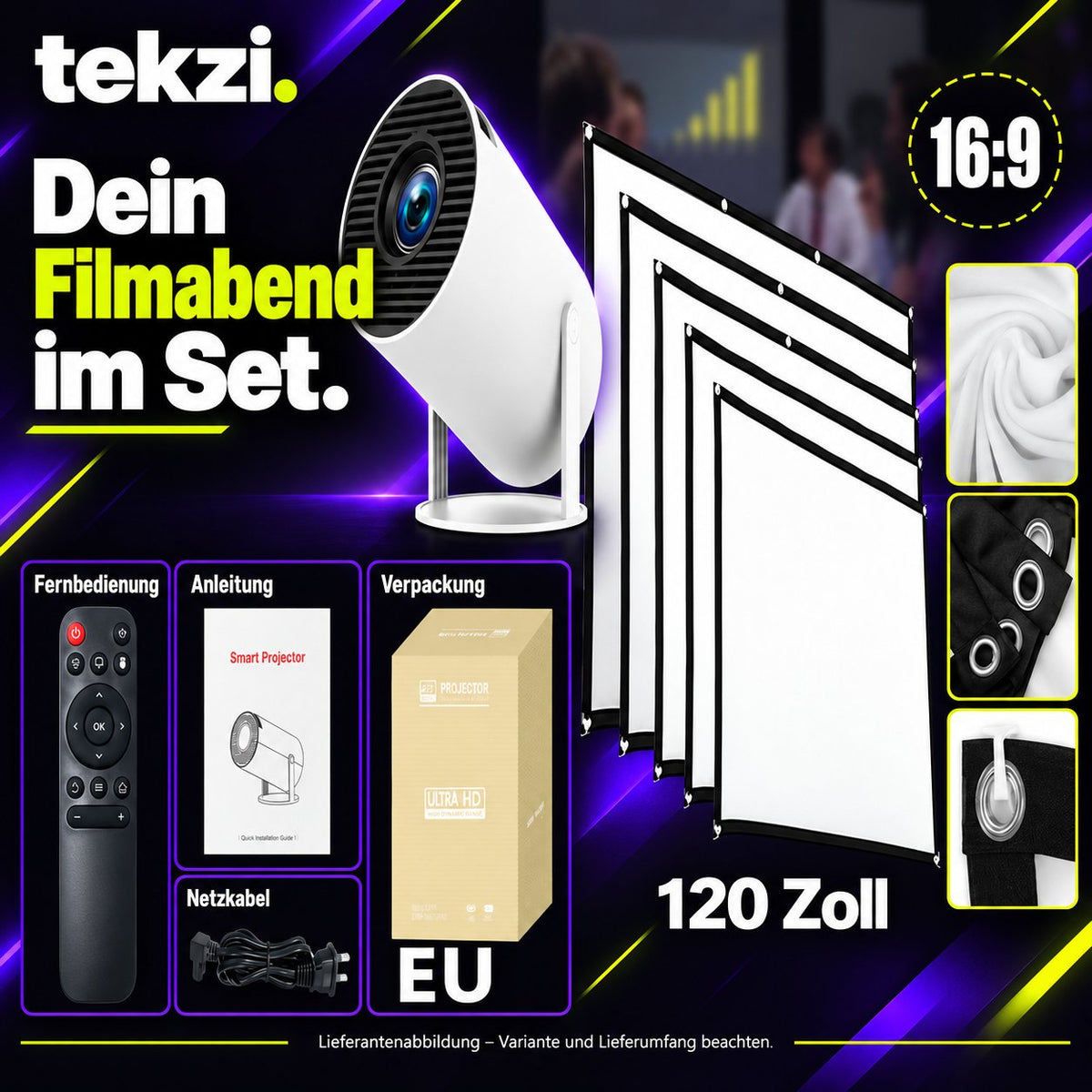 HY300 Pro Mini-Beamer – Produktansicht 13 im deutschen TEKZI-Design